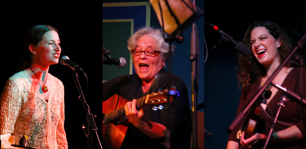 Dee Brust, Sherry Minnick, and Kerri Joy laughing and performing